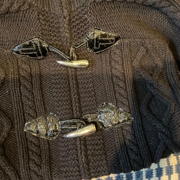 Tory Burch Long Black Wool Toggle Coat Sweater Jacket Size M Jackets & Coats